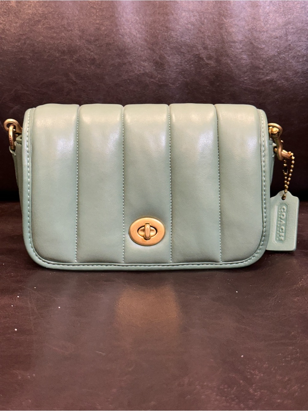EUC Coach Dinky 18 w Quilting crossbody minibag pillowed quilting washed green